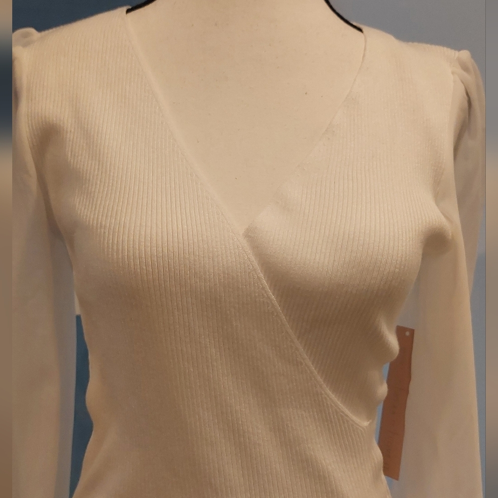 Crave Fame Elegant White Wrap Blouse - Picture 2 of 10